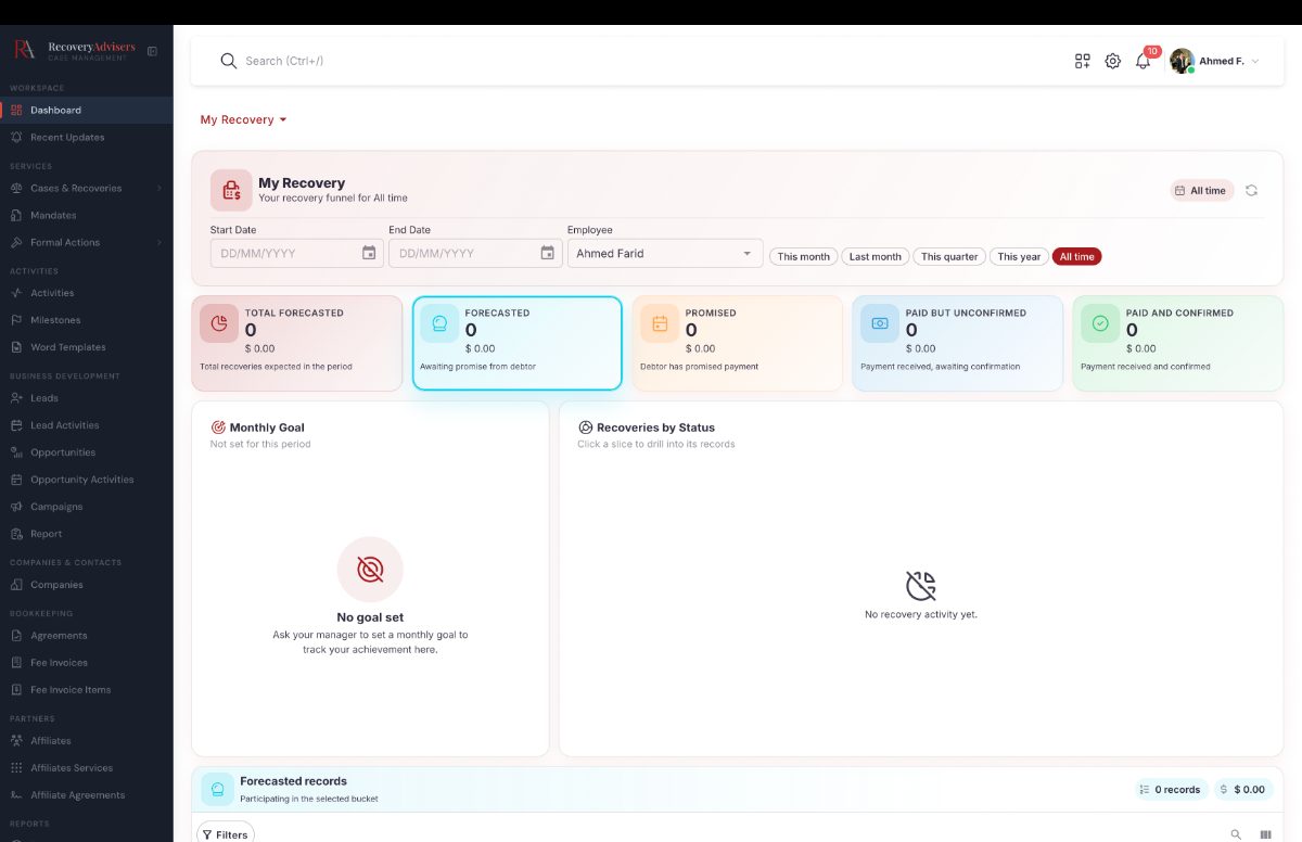 Recovery Advisers — product screenshot